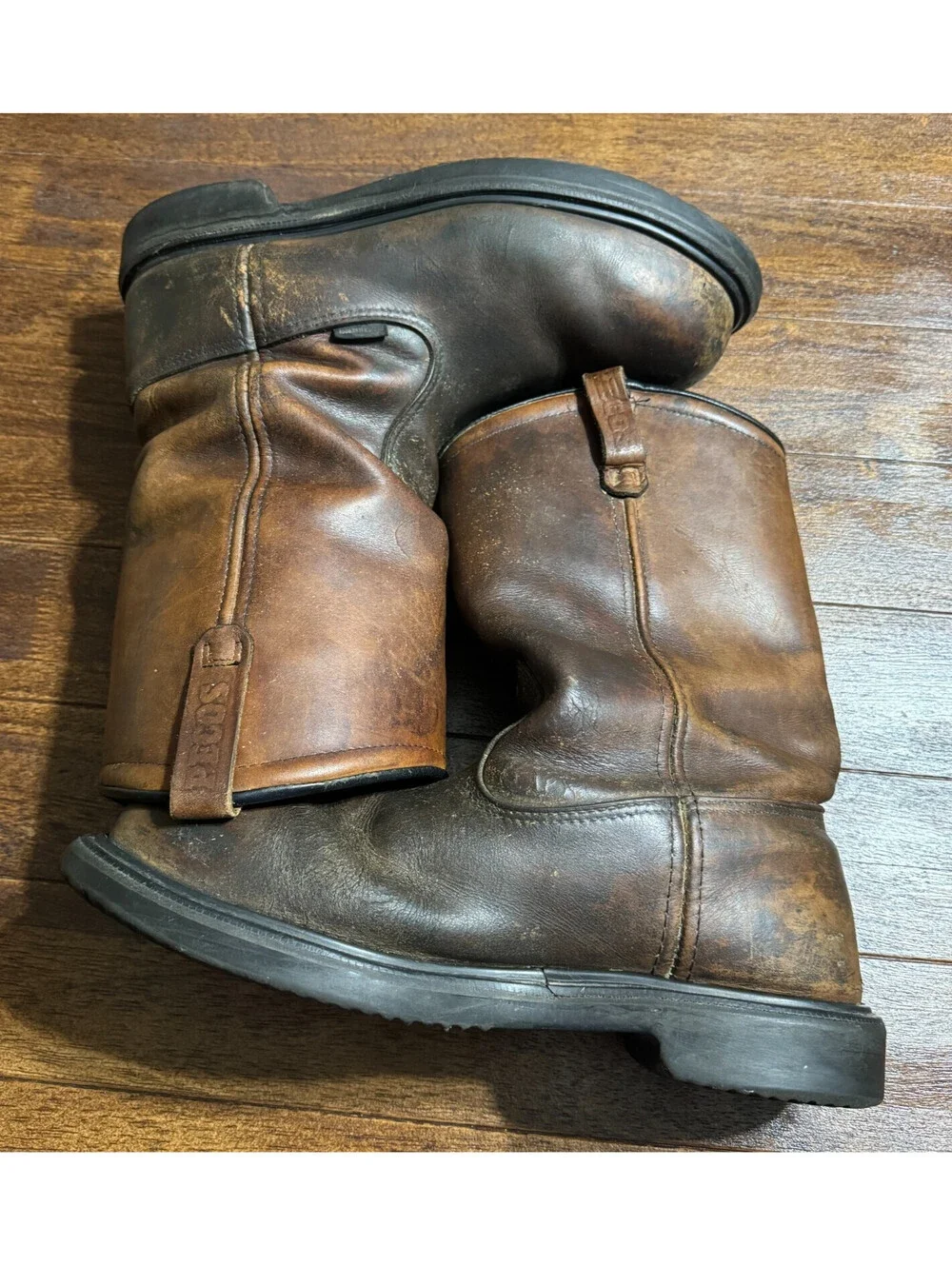 Red Wing Mens Pecos 4445 Steel Toe Boots 12 E2 Vintage USA Made 2008 Distressed
